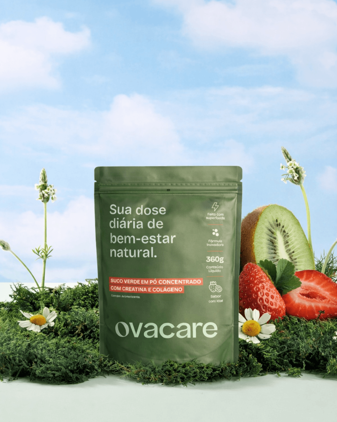 Ovacare Greens - Morango com Kiwi - Ovacare