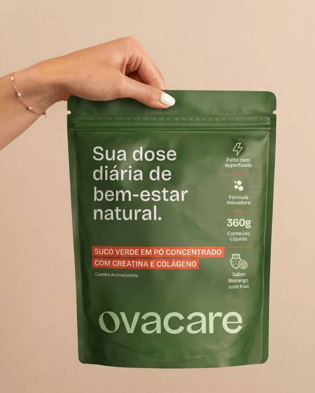 Ovacare Greens - Morango com Kiwi - Ovacare